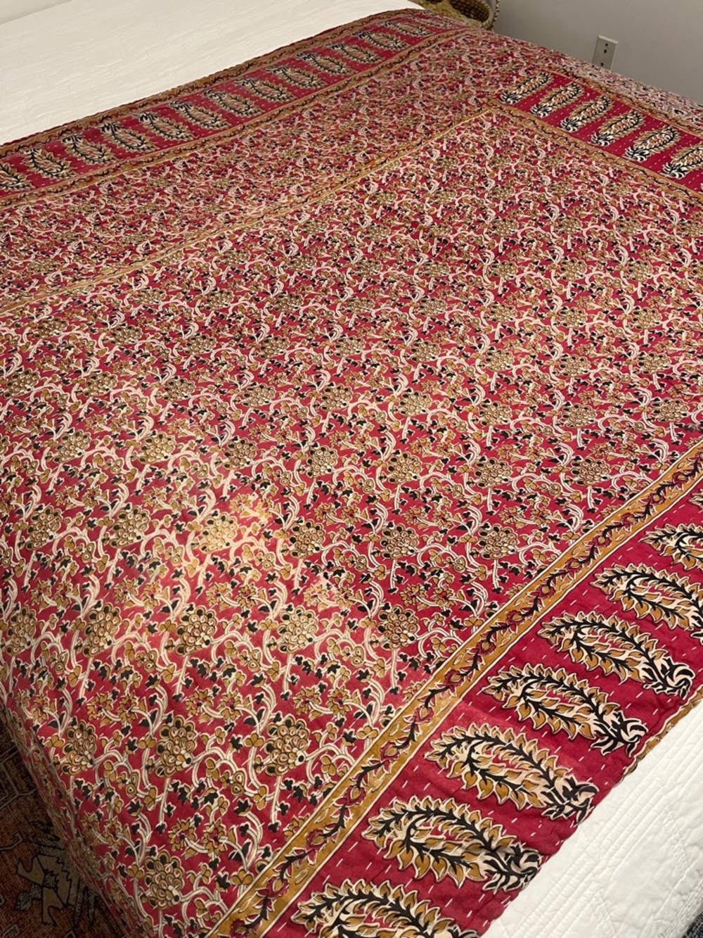 KANTHA QUILT HANDCRAFTED LIGHTWEIGHT REVERSIBLE BLANKET THROW BEDDING FROM INDIA